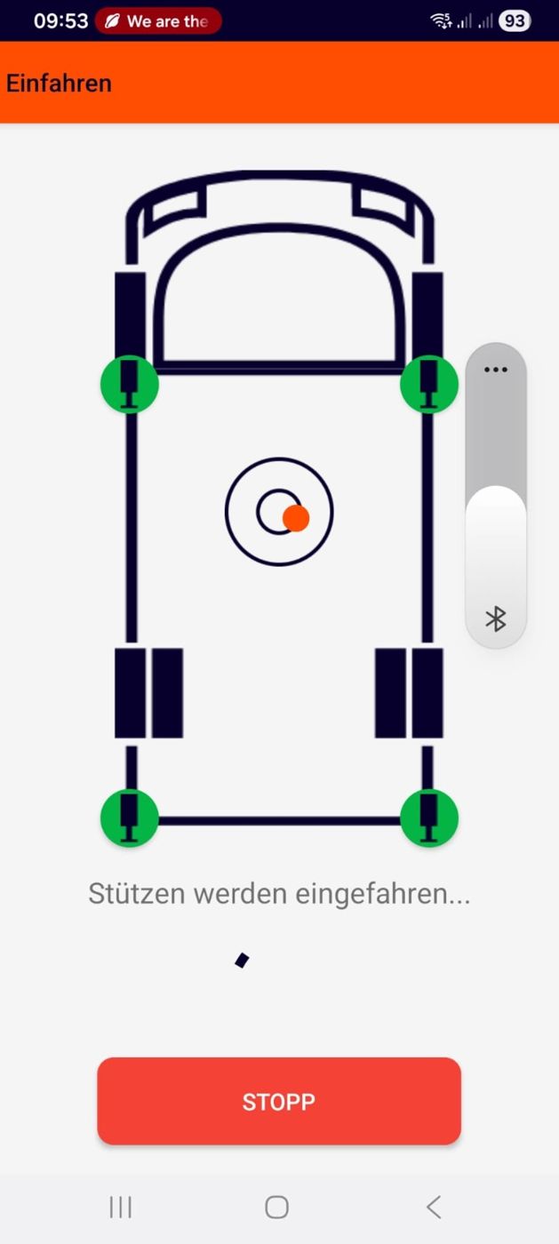 Bedienung per App: Die Stützen fahren ein