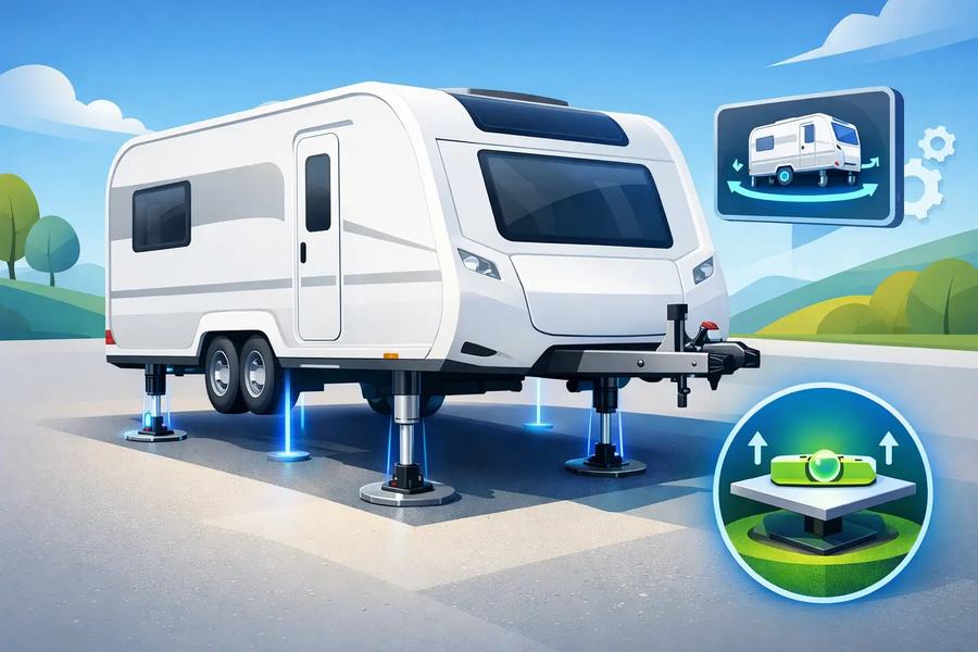 Wohnwagen Hubstützen automatisch ausrichten